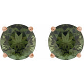 14K Rose 6 mm Natural Green Tourmaline Stud Earrings